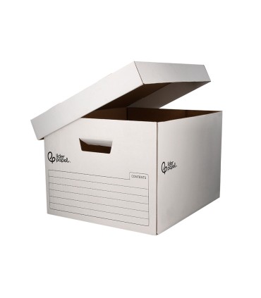 Cajon contenedor liderpapel carton automatico para 3 cajasarchivo def folio 4 archivadores a z 387x333x260mm