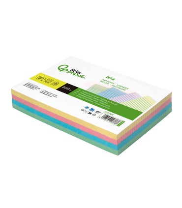 Tarjeta liderpapel para estudiar rayada cartulina de colores 170 gr m2 125x200mm paquete de 200 unidades