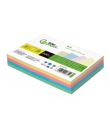 Tarjeta liderpapel para estudiar lisa cartulina de colores 170 gr m2 100x150mm paquete de 200 unidades