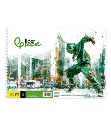 Bloc dibujo liderpapel artistico urban espiral 230x325mm 20 hojas 130g m2 sin recuadro perforado