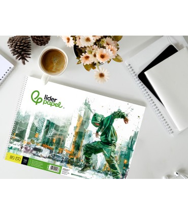 Bloc dibujo liderpapel artistico urban espiral 230x325mm 20 hojas 130g m2 sin recuadro perforado