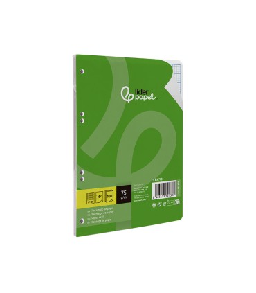 Recambio liderpapel din a5 100 hojas 75 gr rayado n 46 6 taladros