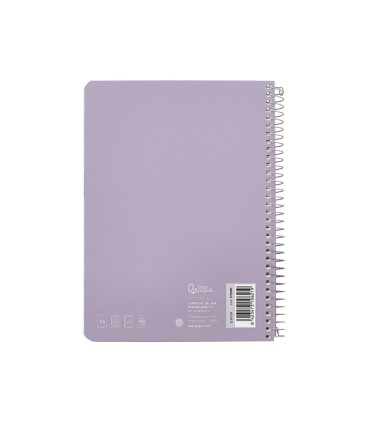 Cuaderno espiral liderpapel din a5 witty tapa dura 80h 90gr cuadro 4mm con margen color violeta