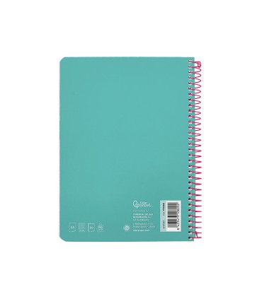 Cuaderno espiral liderpapel din a5 witty tapa dura 80h 90gr cuadro 4mm con margen color turquesa