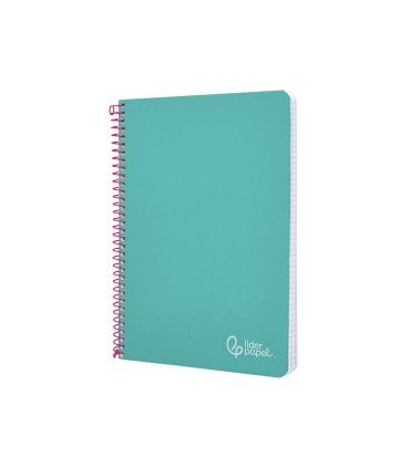 Cuaderno espiral liderpapel din a5 witty tapa dura 80h 90gr cuadro 4mm con margen color turquesa