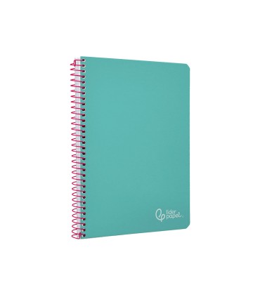 Cuaderno espiral liderpapel din a5 witty tapa dura 80h 90gr cuadro 4mm con margen color turquesa