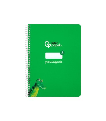 Cuaderno espiral liderpapel di n a5 pautaguia tapa dura 80h 90 gr cuadro pautado 3mm color verde