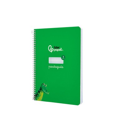 Cuaderno espiral liderpapel di n a5 pautaguia tapa dura 80h 90 gr cuadro pautado 3mm color verde