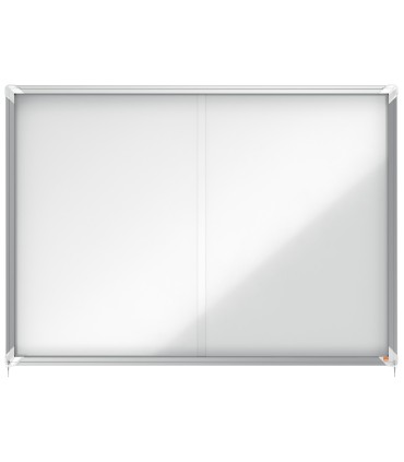 Vitrina de anuncios nobo premium plus con puerta corredera fondo magnetico 18 x din a4 hojas 997x1412x54 mm