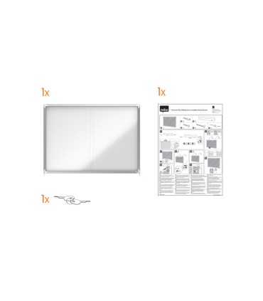 Vitrina de anuncios nobo premium plus con puerta corredera fondo magnetico 18 x din a4 hojas 997x1412x54 mm