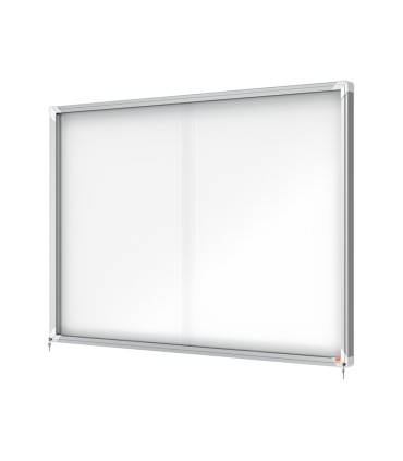 Vitrina de anuncios nobo premium plus con puerta corredera fondo magnetico 18 x din a4 hojas 997x1412x54 mm