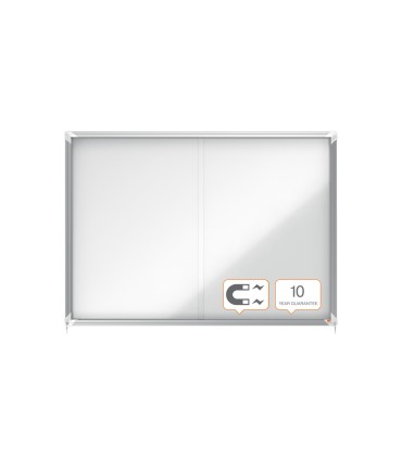 Vitrina de anuncios nobo premium plus con puerta corredera fondo magnetico 18 x din a4 hojas 997x1412x54 mm