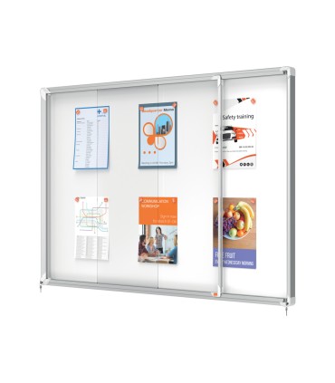 Vitrina de anuncios nobo premium plus con puerta corredera fondo magnetico 18 x din a4 hojas 997x1412x54 mm