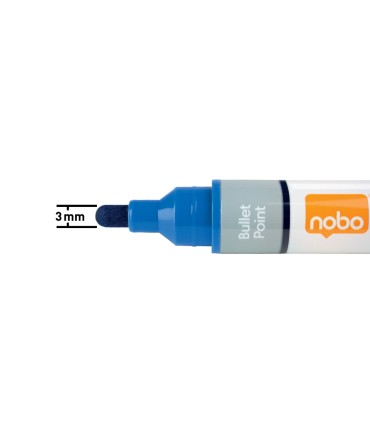 Rotulador nobo para pizarra blanca tinta liquida punta conica 3 mm azul caja de 10 unidades