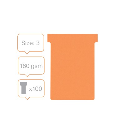 Ficha t para plannings nobo indice 3 cartulina 170 gr color naranja pack de 100 unidades