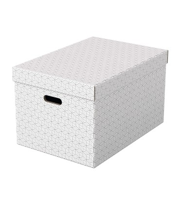 Caja almacenamiento esselte grande color blanco 510x355x305 mm pack de 3 unidades