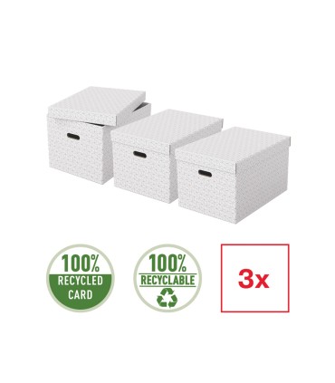 Caja almacenamiento esselte grande color blanco 510x355x305 mm pack de 3 unidades