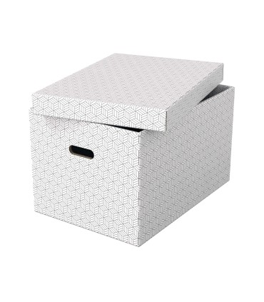 Caja almacenamiento esselte grande color blanco 510x355x305 mm pack de 3 unidades