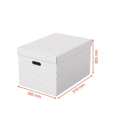 Caja almacenamiento esselte grande color blanco 510x355x305 mm pack de 3 unidades