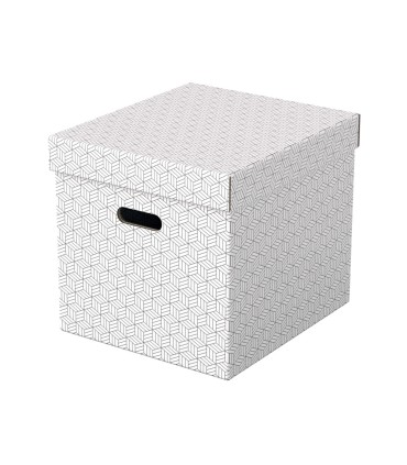 Caja almacenamiento esselte cubica color blanco 365x320x315 mm pack de 3 unidades