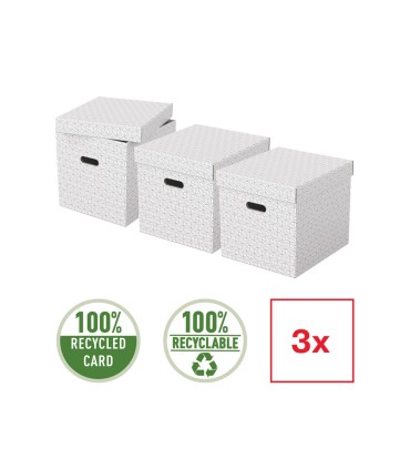 Caja almacenamiento esselte cubica color blanco 365x320x315 mm pack de 3 unidades