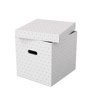 Caja almacenamiento esselte cubica color blanco 365x320x315 mm pack de 3 unidades