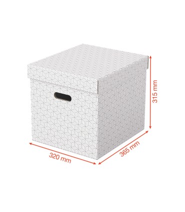 Caja almacenamiento esselte cubica color blanco 365x320x315 mm pack de 3 unidades