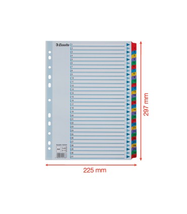 Separador numerico esselte cartulina 1 31 juego de 31 separadores din a4 multitaladro