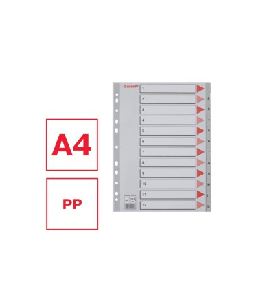 Separador numerico esselte cartulina 1 12 juego de 12 separadores folio multitaladro