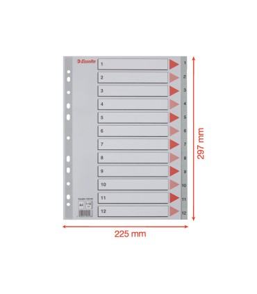 Separador numerico esselte cartulina 1 12 juego de 12 separadores folio multitaladro