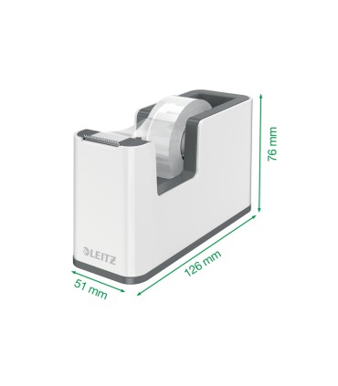 Portarrollo sobremesa leitz wow dual para cintas 33 mt color turquesa blanco