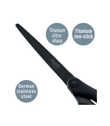 Tijeras leitz premium titanium antiadherente 180 mm color negro
