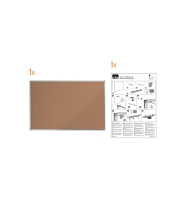 Tablero de anuncios nobo essence corcho marco aluminio 1500x1000 mm