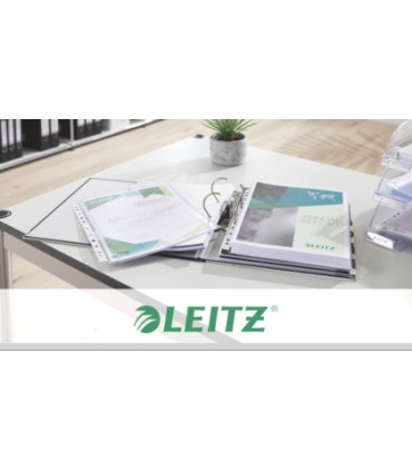 Funda multitaladro leitz con fuelle din a4 con refuerzo 170 mc cristal pack de 10 unidades