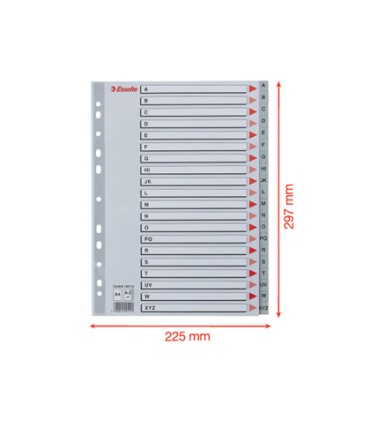 Separador alfabetico esselte plastico a z din a4 caratula cartulina color multitaladro