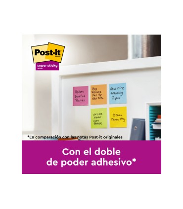Bloc de notas adhesivas quita y pon post it super sticky carnival 100 pefc 76x127 mm pack de 6 blocs colores