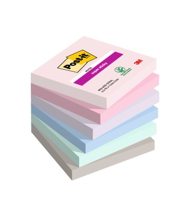 Bloc de notas adhesivas quita y pon post it super sticky carnival 100 pefc 76x127 mm pack de 6 blocs colores