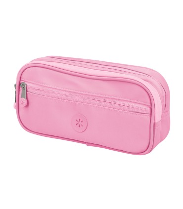 Estuche portatodo antartik 3 compartimentos companero de mochila color rosa 100 x 60 x 220 mm