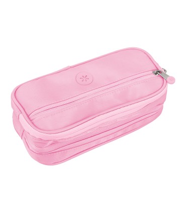 Estuche portatodo antartik 3 compartimentos companero de mochila color rosa 100 x 60 x 220 mm