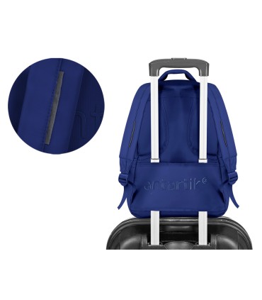 Mochila antartik multibolsillo 19l compartimento para portatil y tablet color azul marino 450 x 160 x 300 mm