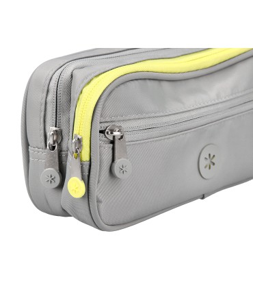 Estuche portatodo antartik 3 compartimentos companero de mochila color gris 100 x 60 x 220 mm