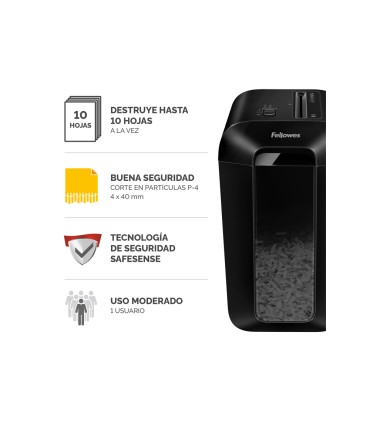 Destructora de documentos fellowes lx65 capacidad 10h seguridad p4 destruye grapas clips y tarjetas