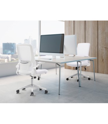 Silla q connect oficina alba malla base metalica alt max 1110 anc 610 prof 580 ruedas premium color blanco