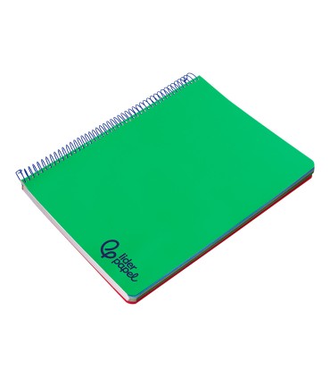 Cuaderno espiral liderpapel a4 micro wonder tapa plastico 120h 90gr cuadro 5mm 5 bandas 4 taladros color verde oscuro