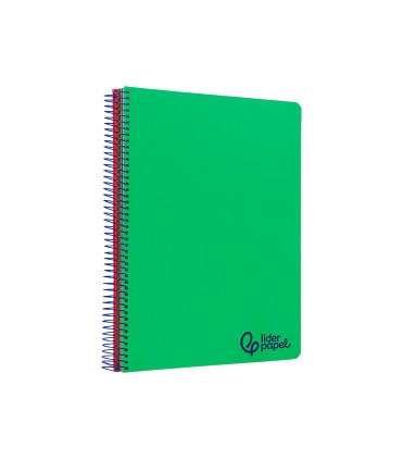 Cuaderno espiral liderpapel a4 micro wonder tapa plastico 120h 90gr cuadro 5mm 5 bandas 4 taladros color verde oscuro