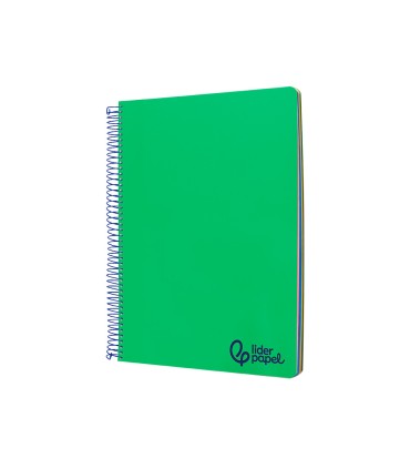 Cuaderno espiral liderpapel a4 micro wonder tapa plastico 120h 90gr cuadro 5mm 5 bandas 4 taladros color verde oscuro