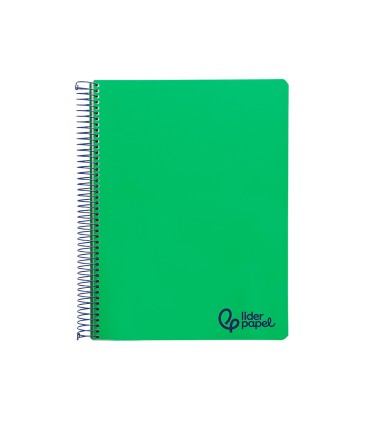 Cuaderno espiral liderpapel a4 micro wonder tapa plastico 120h 90gr cuadro 5mm 5 bandas 4 taladros color verde oscuro