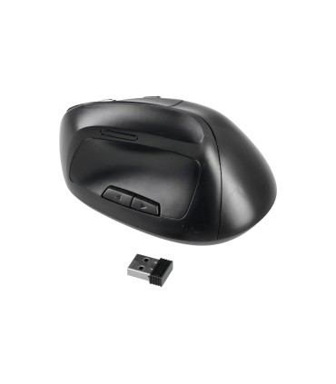 Raton q connect optico inalambrico ergonomico vertical dpi 800 1200 1600 bateria recargable negro