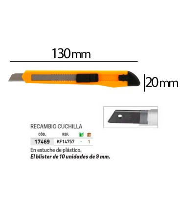 Cuter q connect plastico estrecho cuchilla 9 mm xd 05 caja de 60 unidades