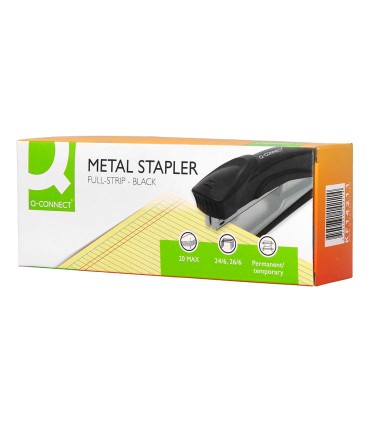 Grapadora q connect kf14211 metalica negra capacidad 20 hojas